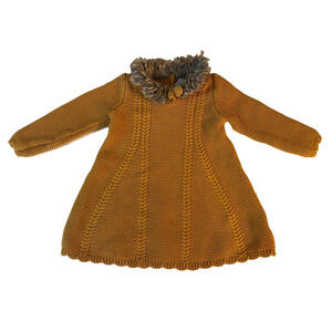 Girls knit Tahari Baby Dress, 24M, Mustard Yellow